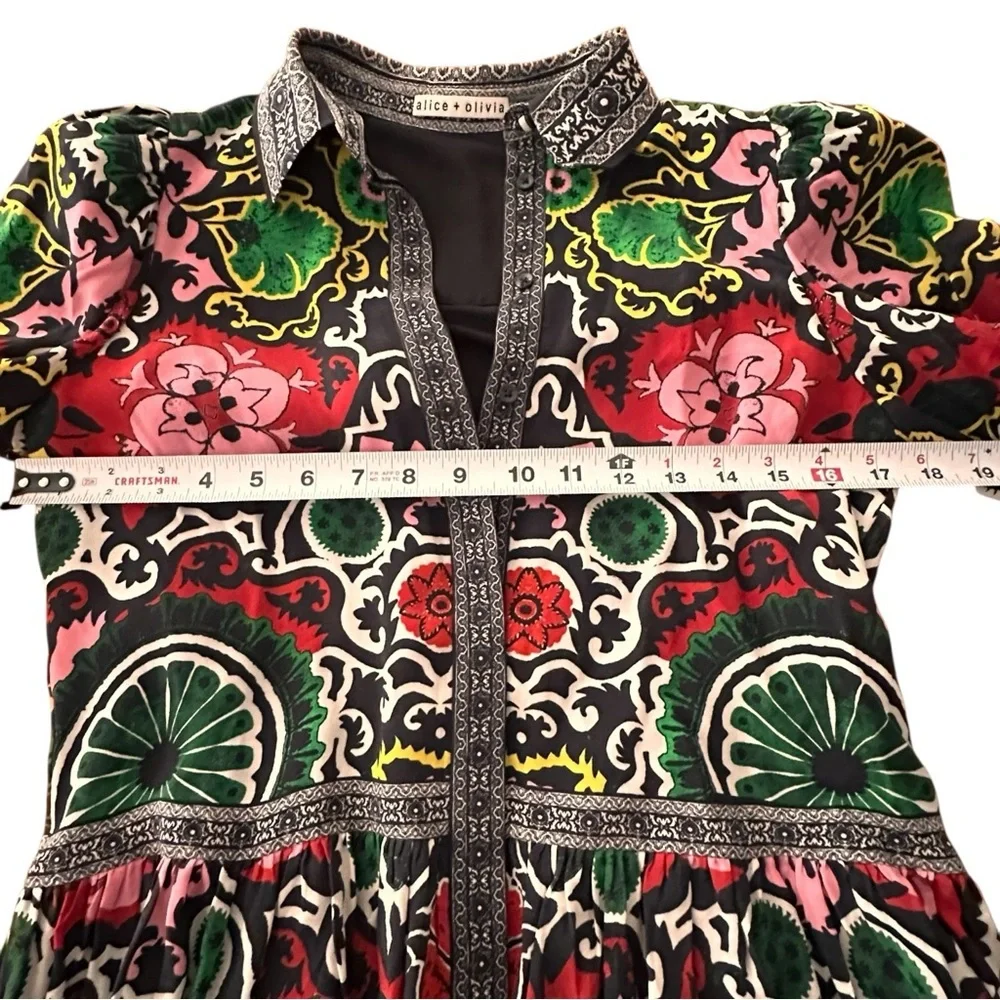 Alice + Olivia Bertha Women’s Mixed Print Long Sleeve Minidress XS - Picture 5 of 9